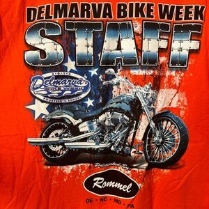 Motorcycle Delmarva Bike Week Ocean City MD Staff Graphic T Shirt Orange